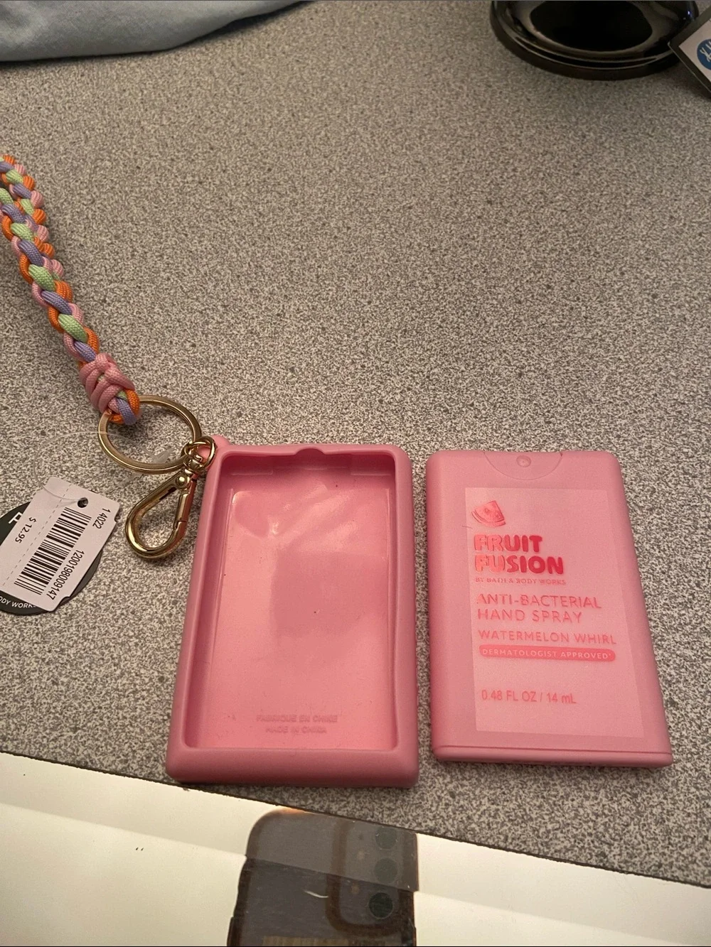 Pink Anti-Bacterial Hand Spray with Silicone Case - Watermelon Whirl
